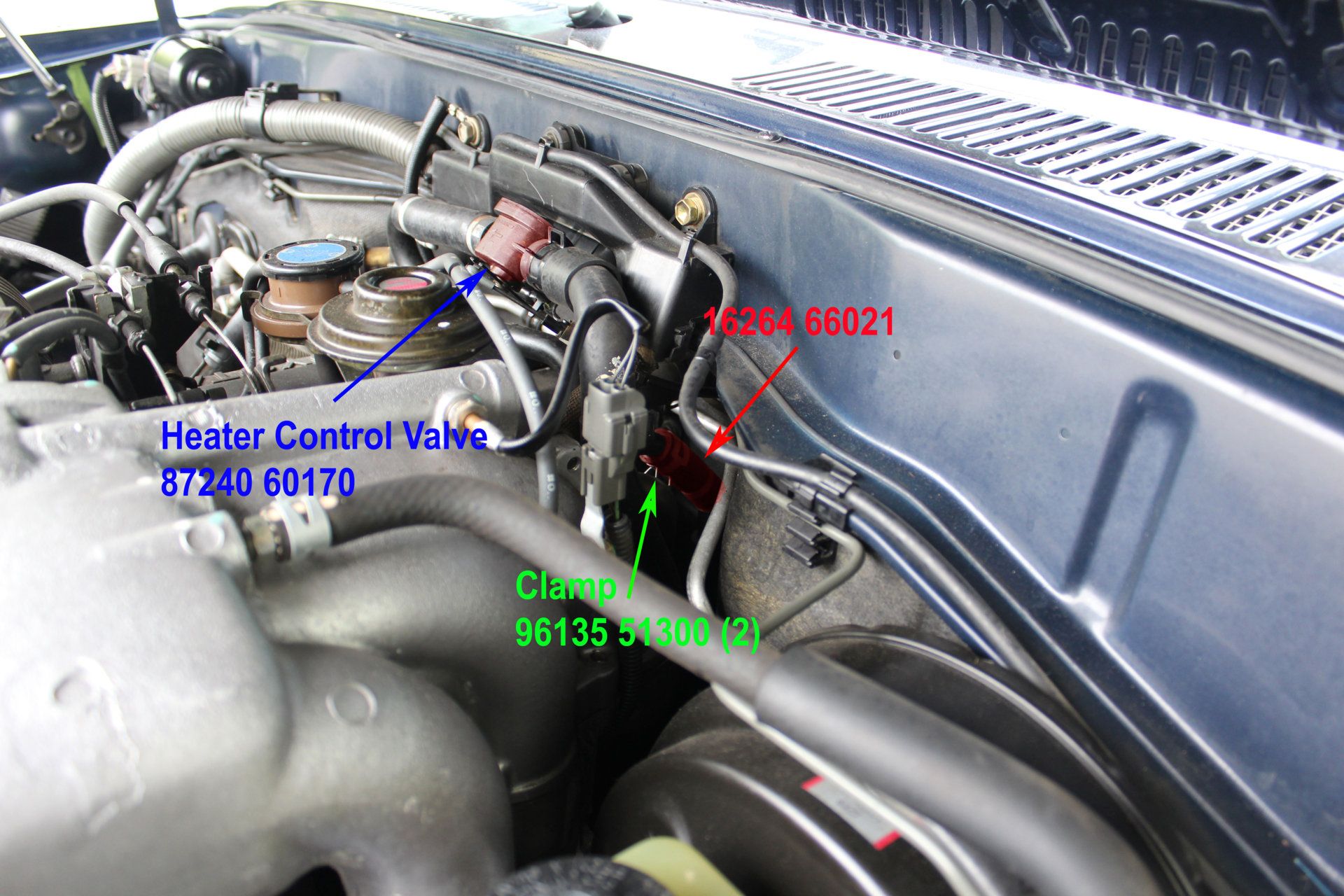 FZJ80 Heater Hose Part Numbers and Locations