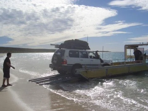 Getting on the barge for the ride to Dirk Hartog Island, WA