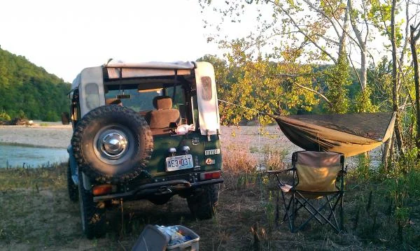 Hammock camp on the river. Best way to sleep in hot weather