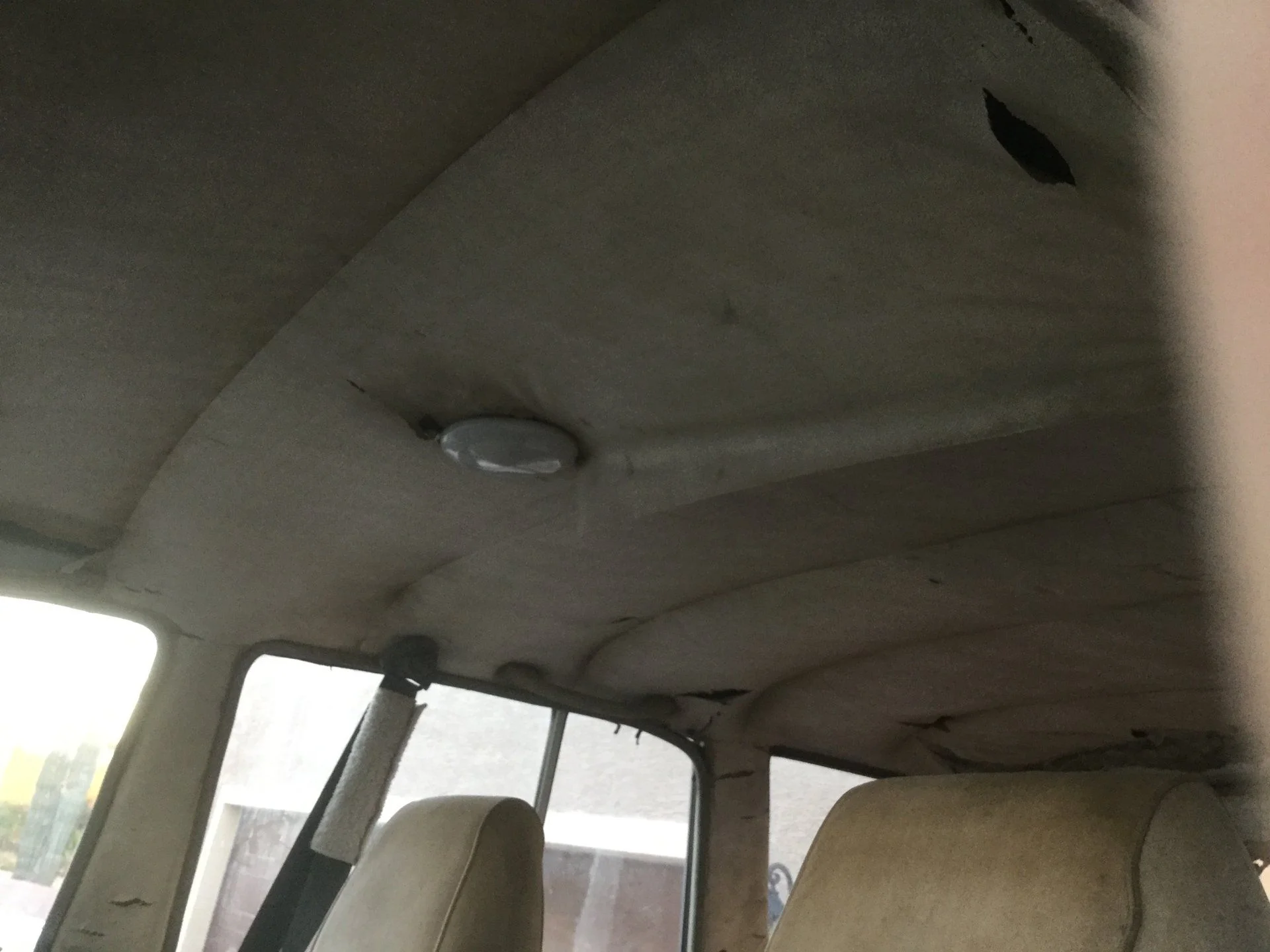 Headliner above divers seat