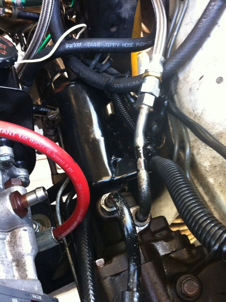 Hydroboost line and connector installed