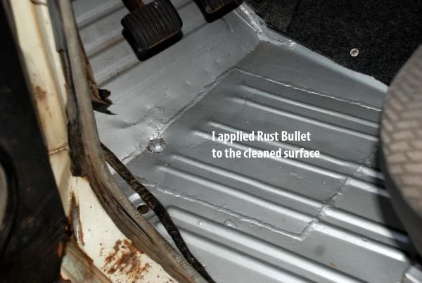 I purchased 1 pint of Rust Bullet for $36+ and applied it after the etching fluid was completely washed and the surface was dry.