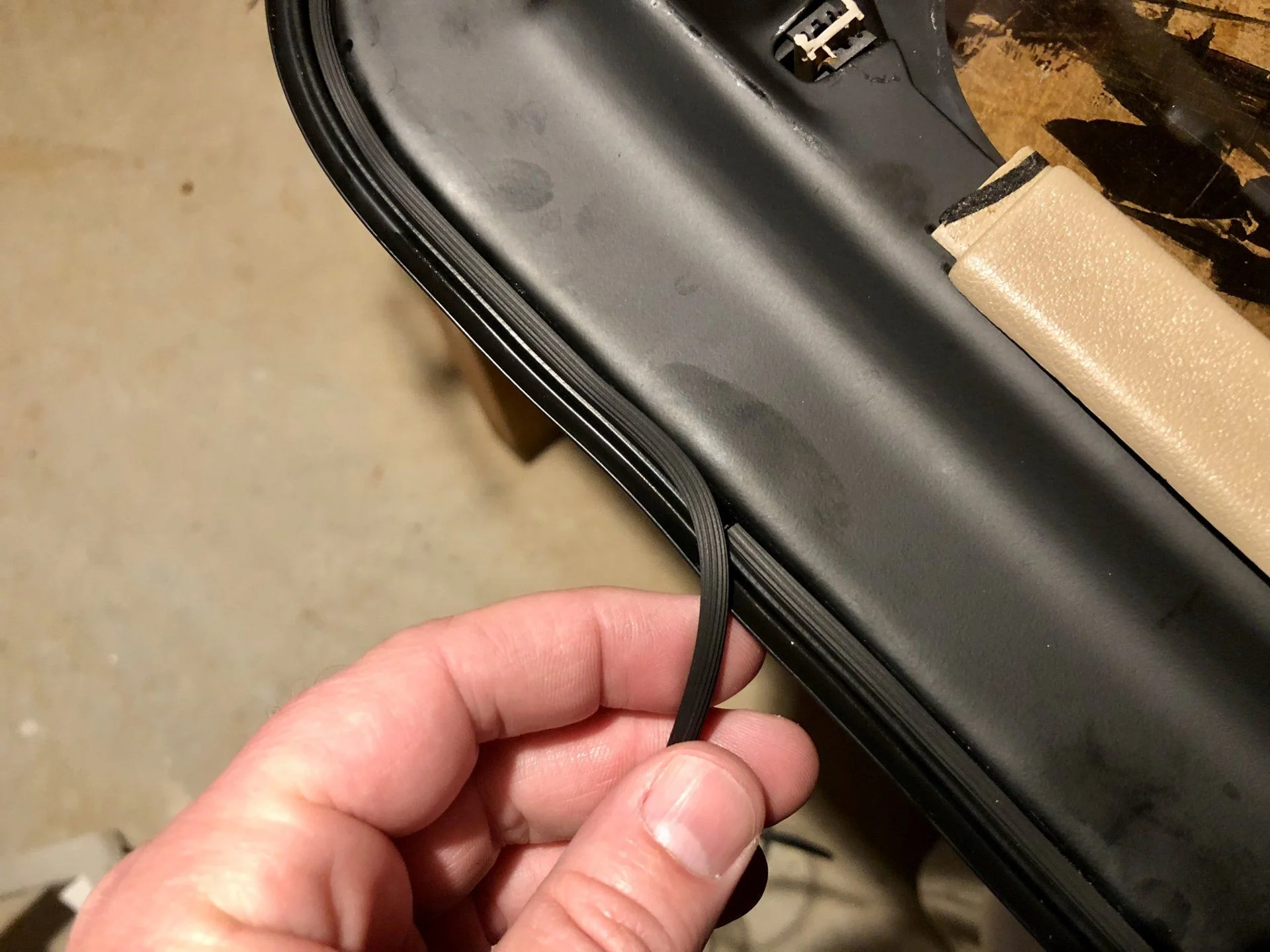 Jammed this .16 screen door rubber rope into the gasket groove