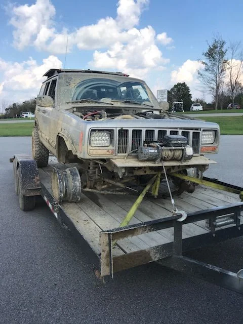 Jeep on trailer