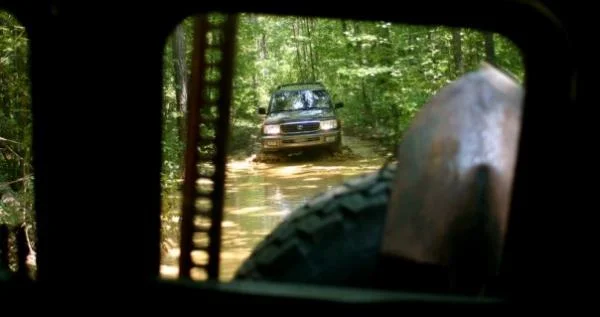 Looking out the back of my 40 at my 100.
