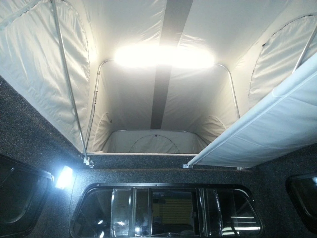 Looking up into the tent