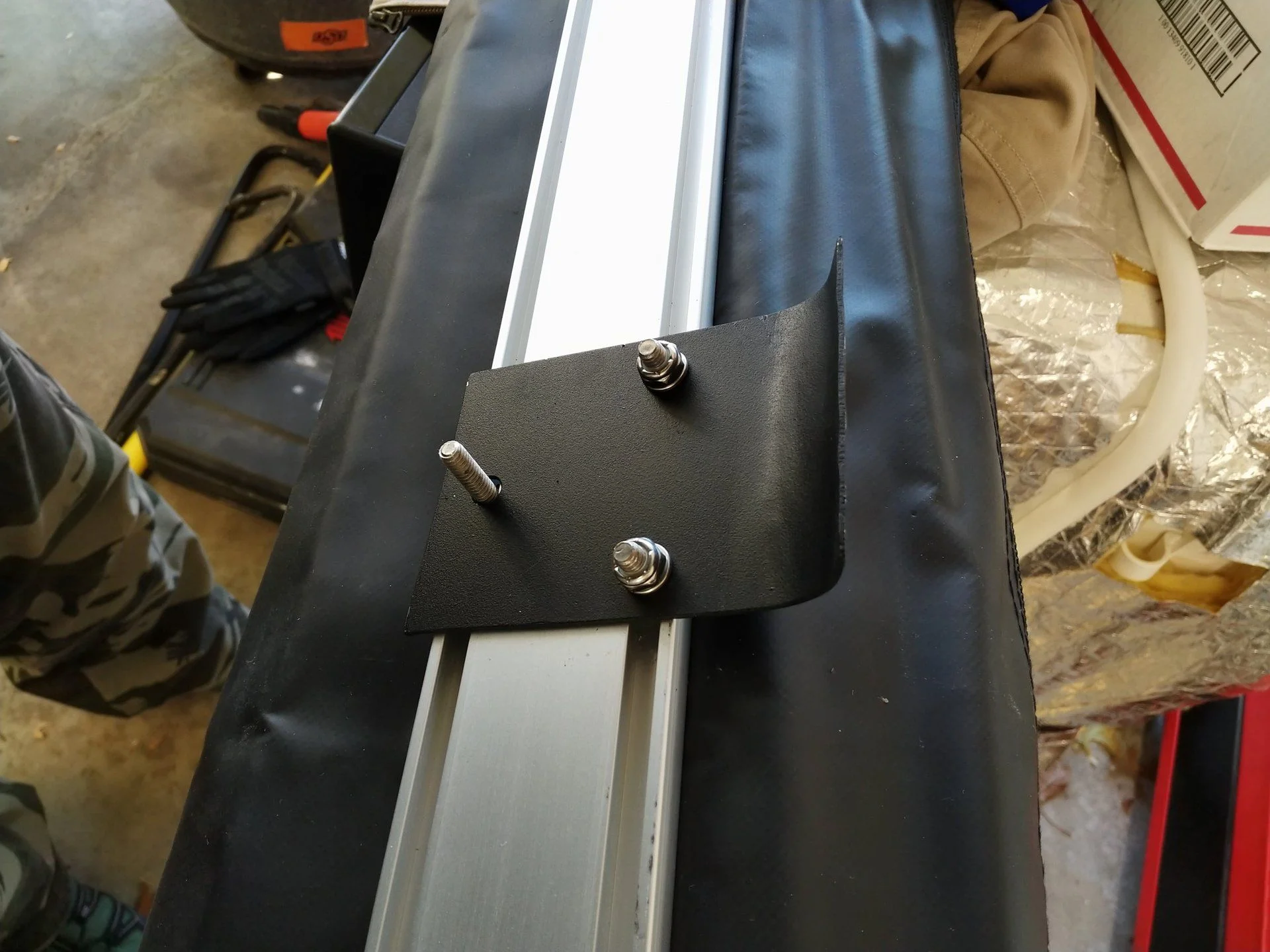 My plate mounted on awning