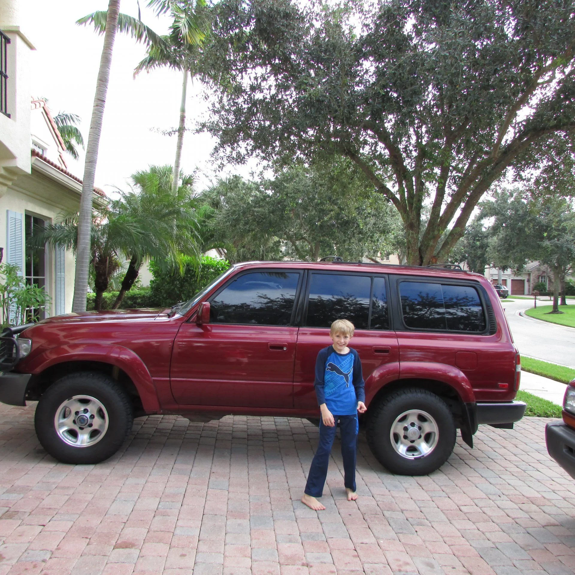 My son in front of our FJ80