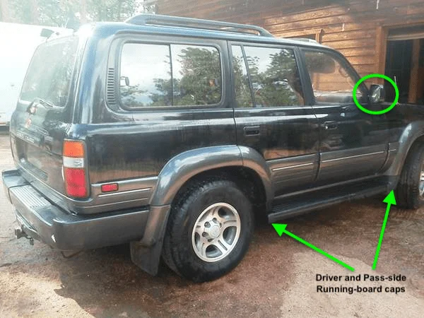 Needing passenger side-view mirror and pass/driver side running board end-caps