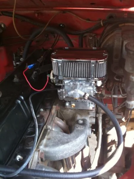 new webber 38mm carb all hooked up and running...