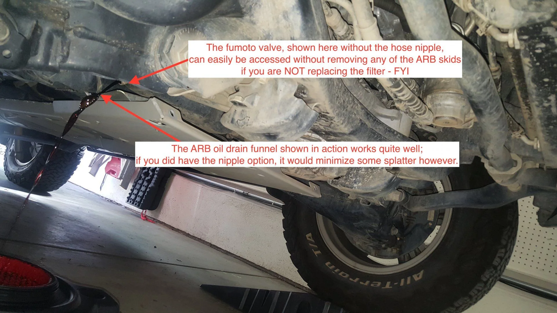 oil draining with ARB ramp
