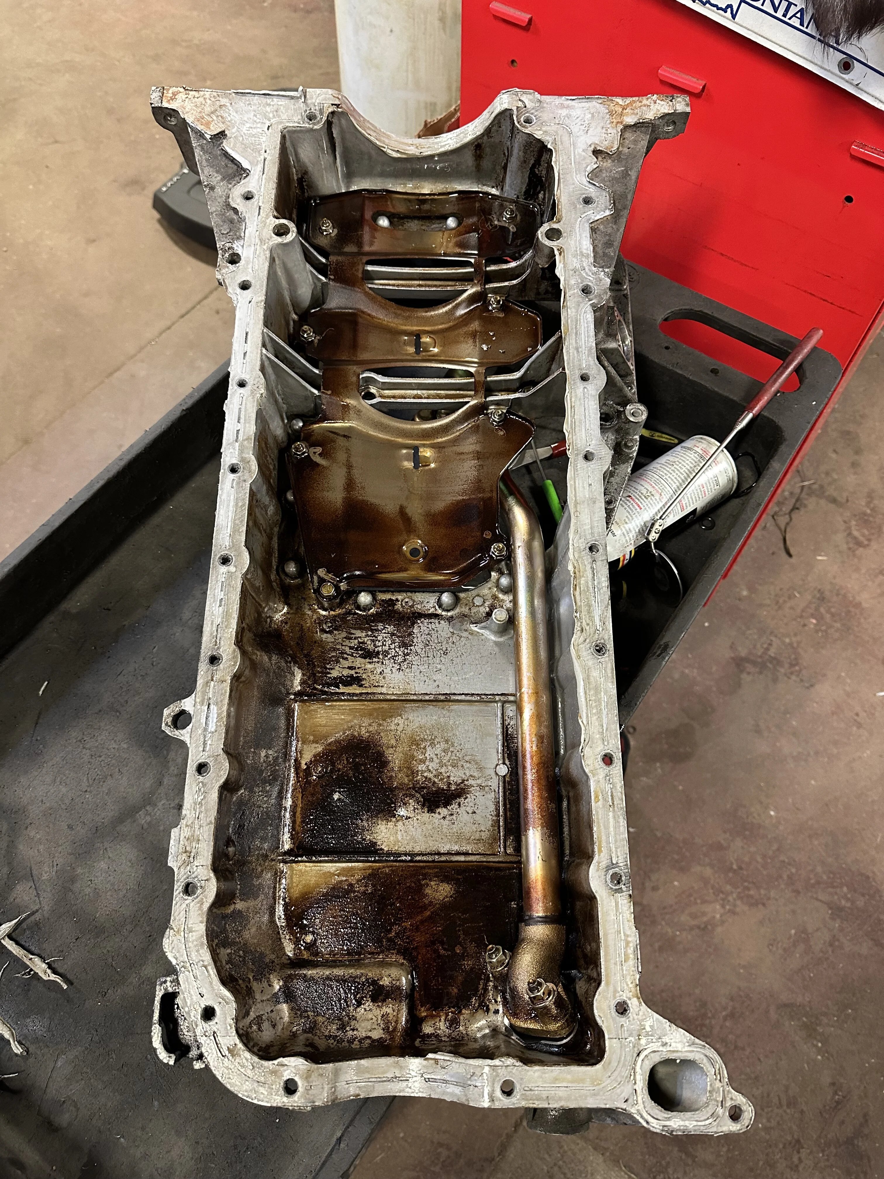 oil pans removed