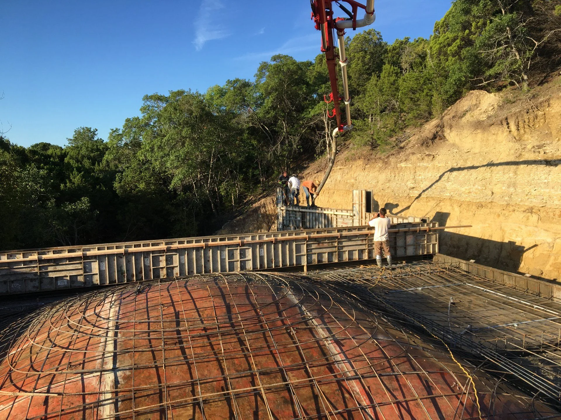 pouring the southern retaining wall