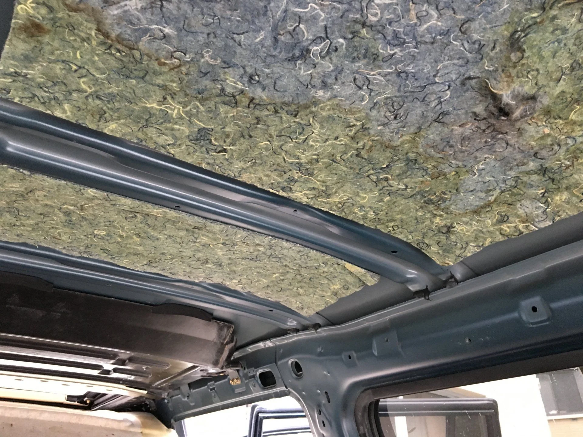 Revealing the roof with headliner removed