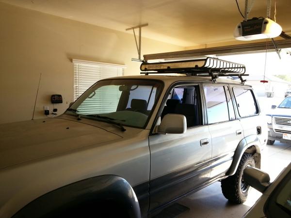 She fit in the garage even with the rack on, but just barely.