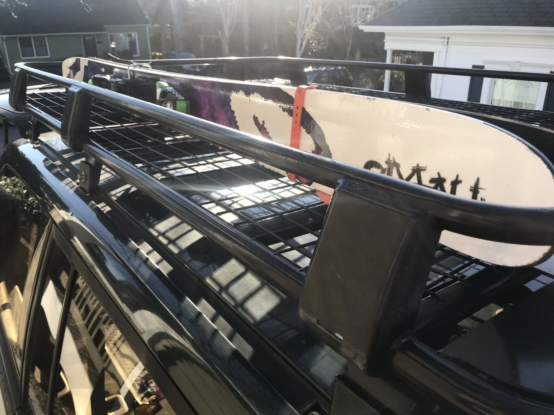 Skis in an ARB roof / safari rack