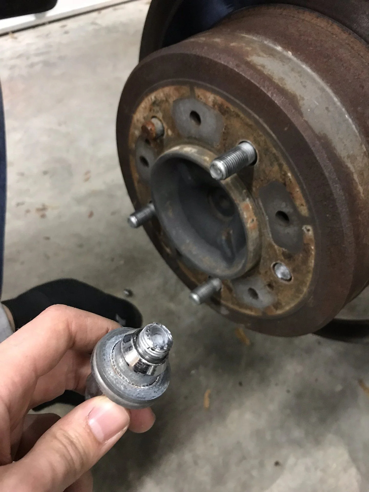 Snapped two wheel studs trying to change the rear brakes. Major PITA.