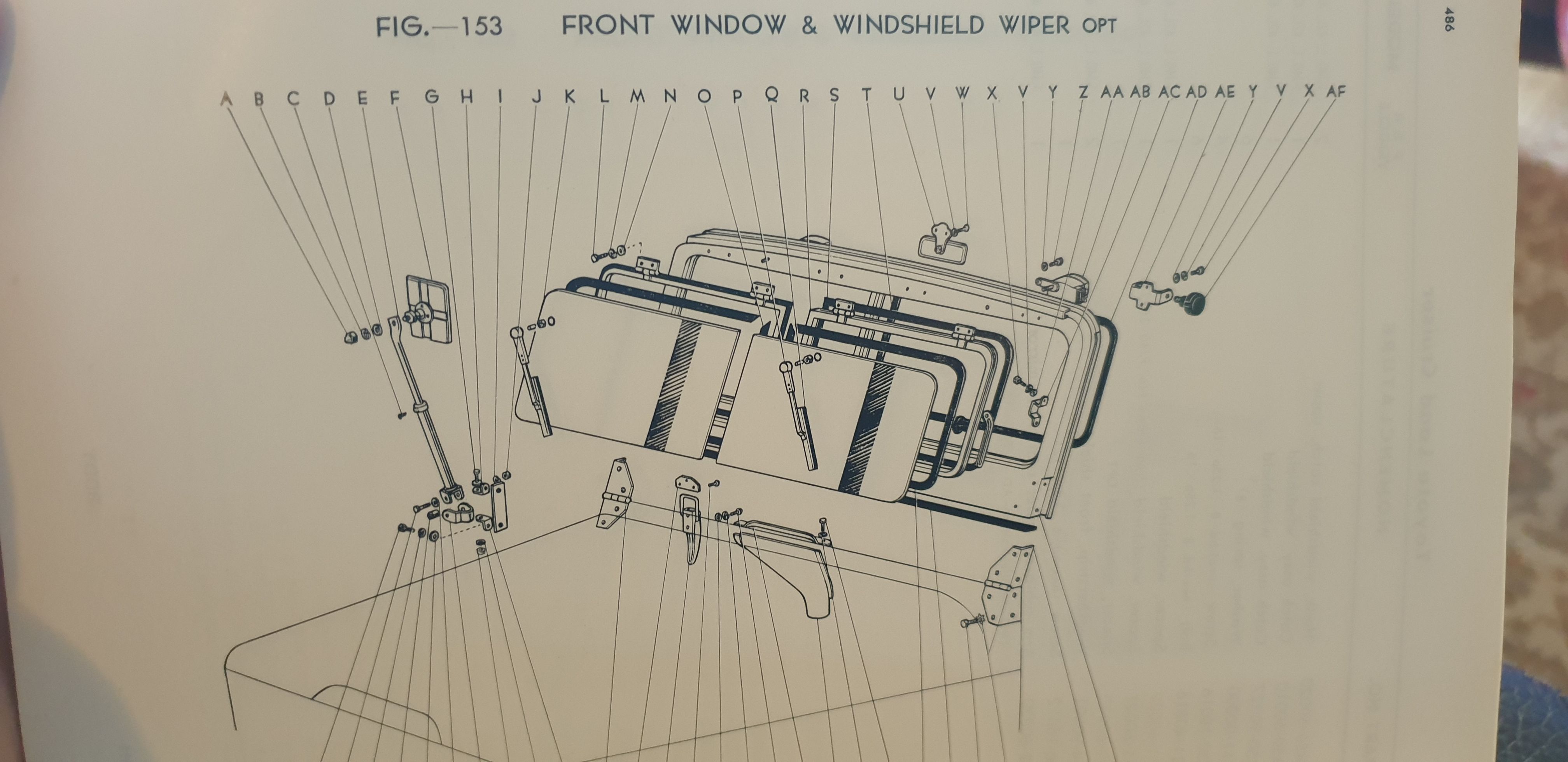 Split Windscreen Frame Parts Book Diagram