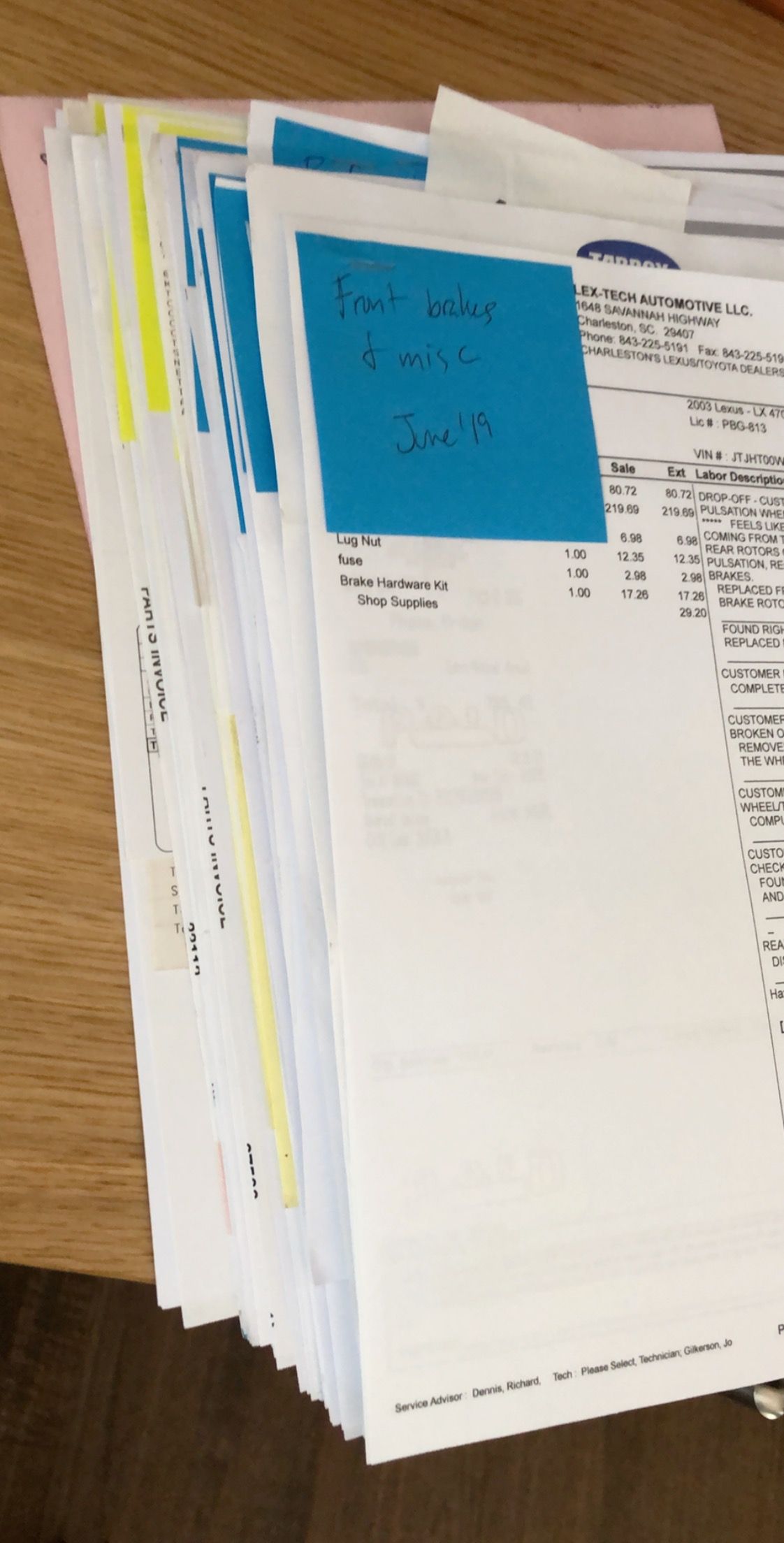 Stack of receipts