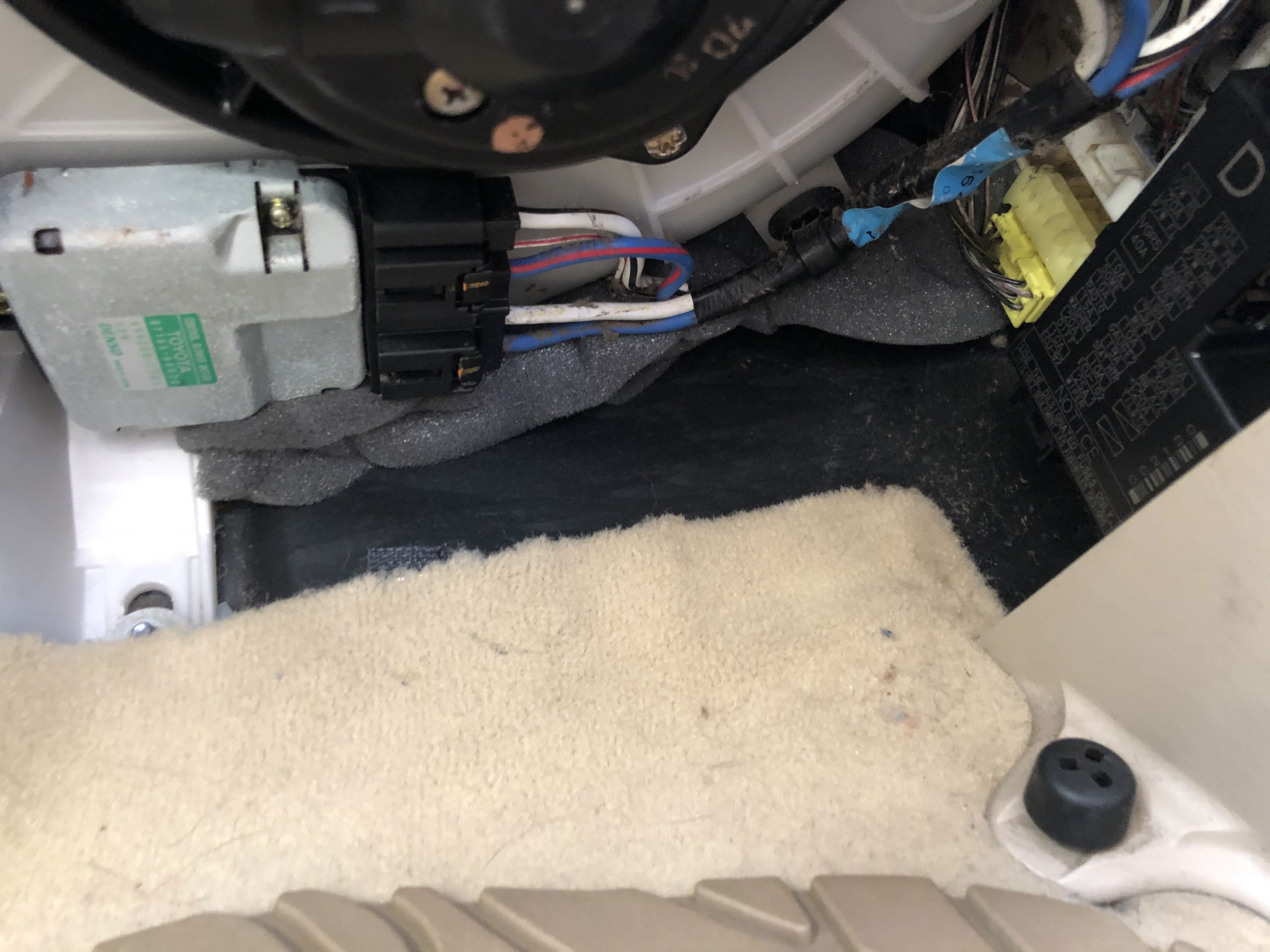 Stuffed some foam insulation in the floorboard to stop a draft coming in