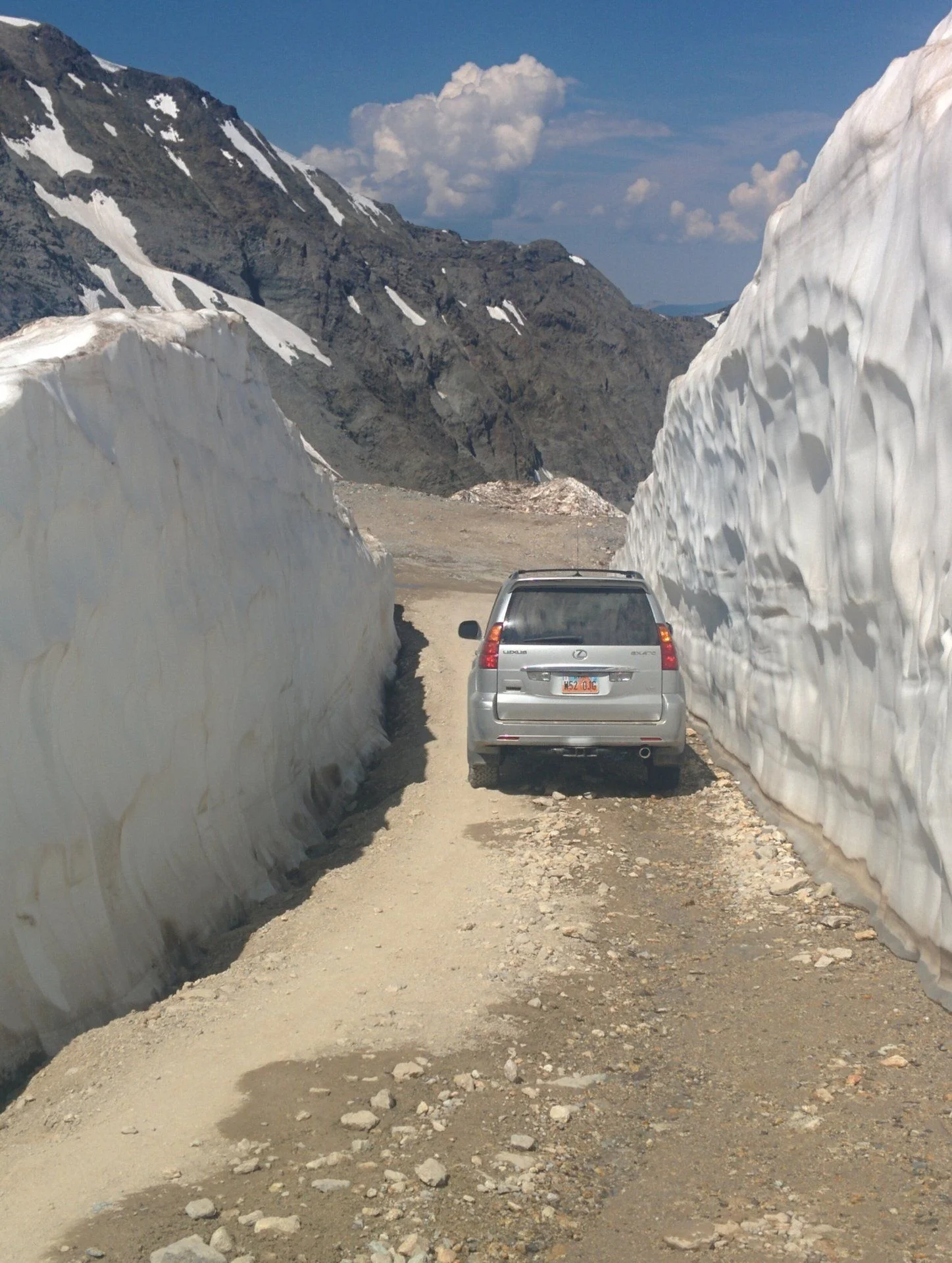 Telluride side snowbanks Imogene trail