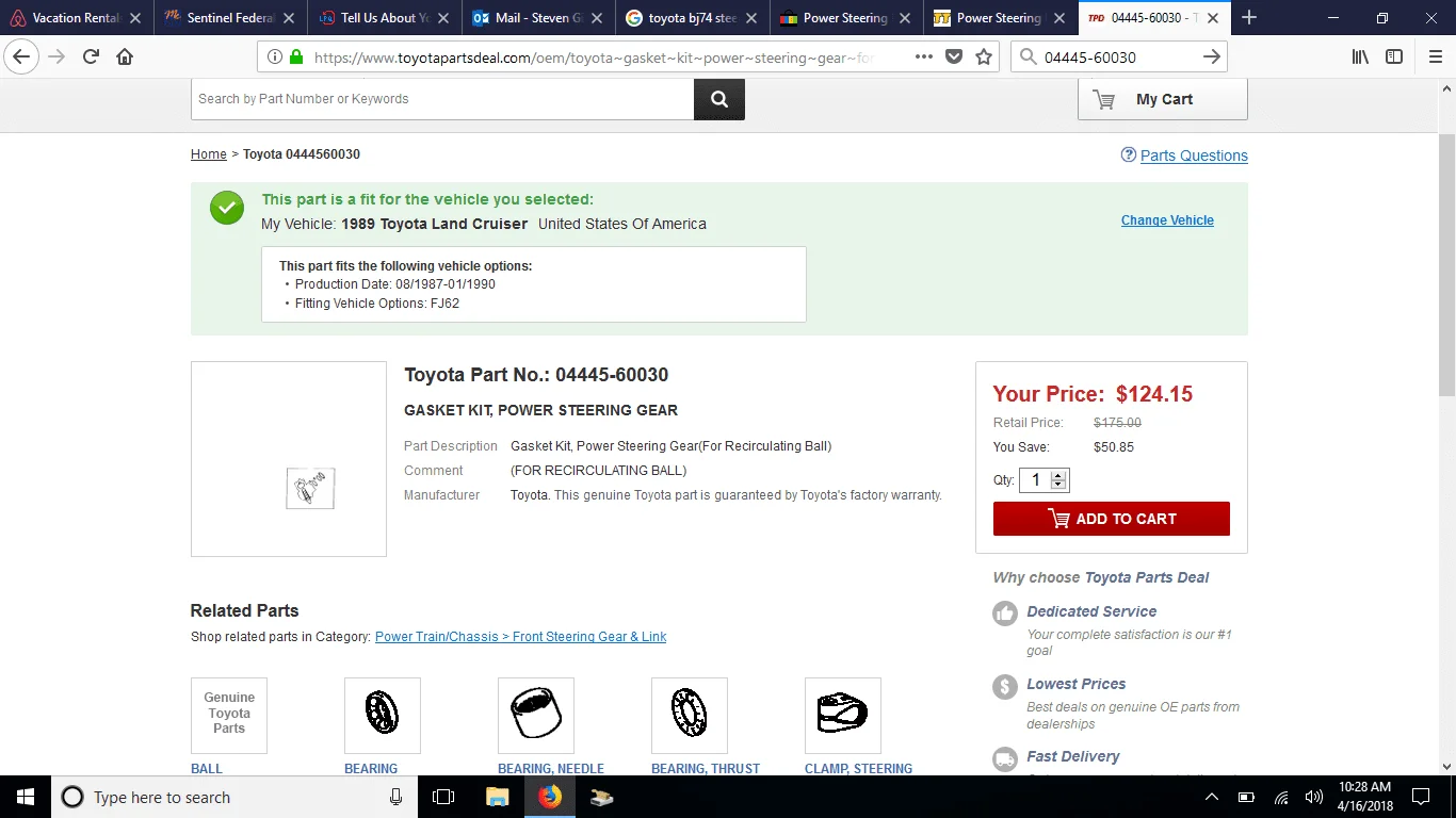 US 60 Series Steering Box Rebuild Kit