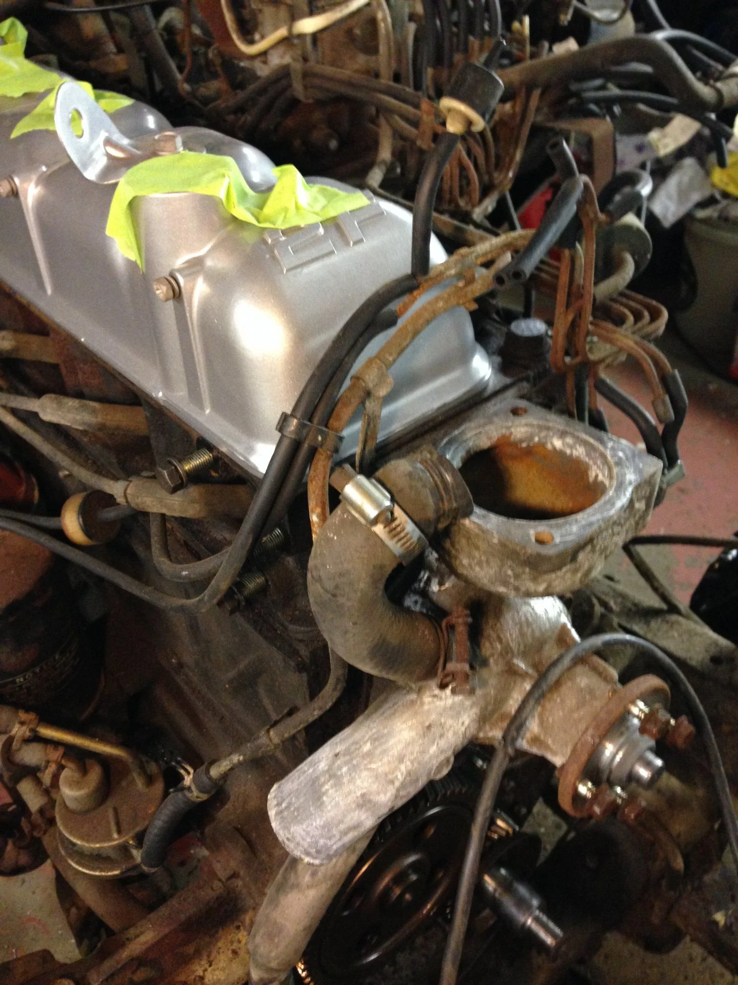 Water pump/thermostat engine front