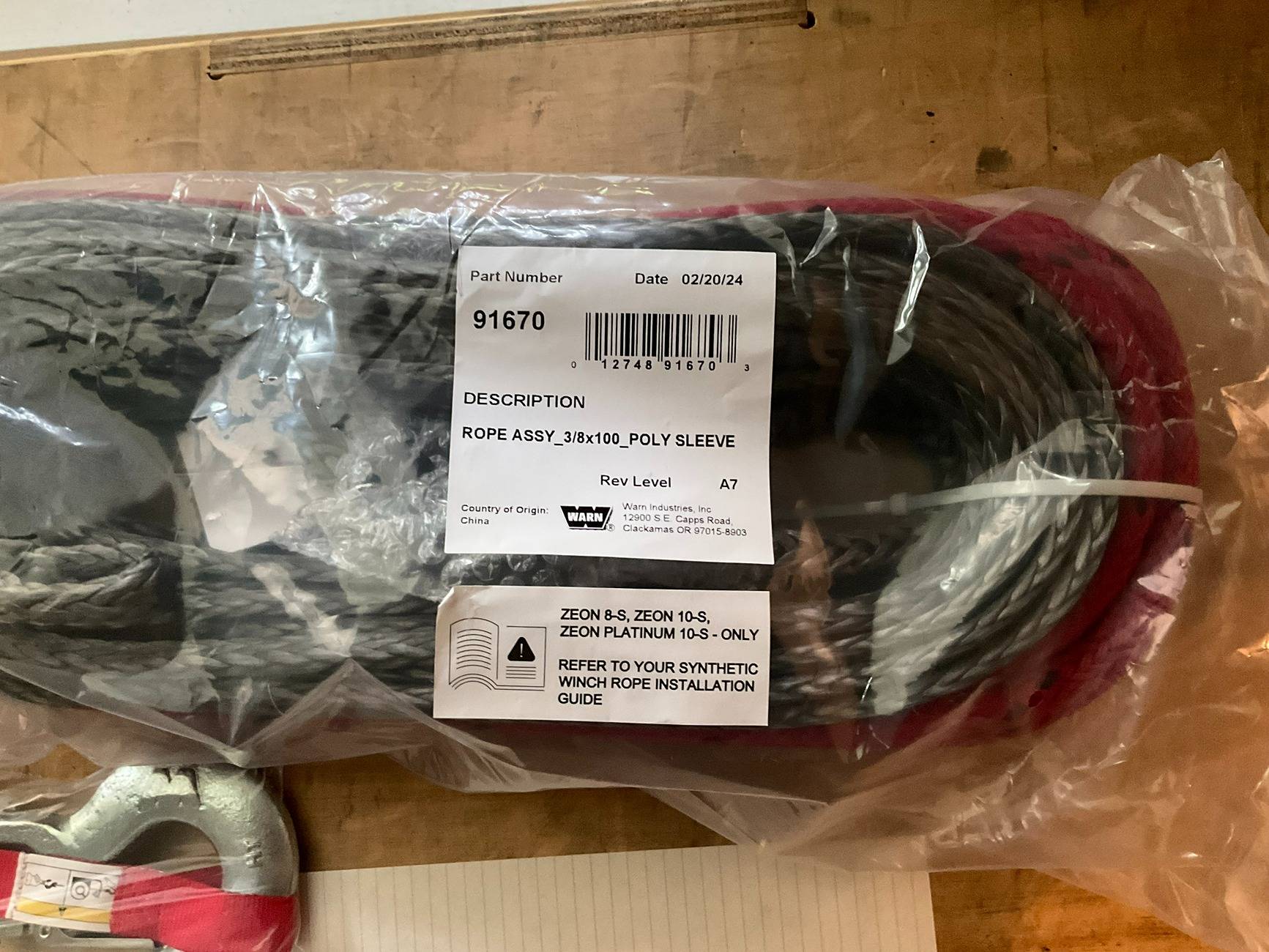 Jeep Wrangler JL 3/8 x 100' Warn Synthetic winch line IMG_0374