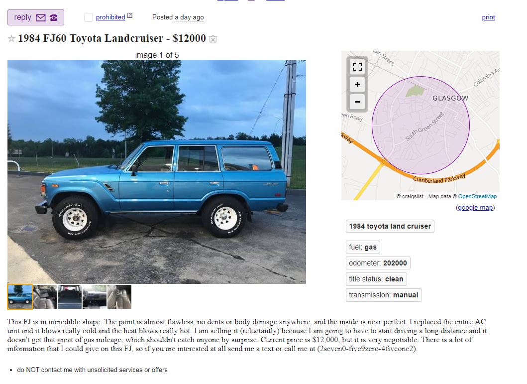 1984 Sky Blue FJ60 Southern, Kentucky