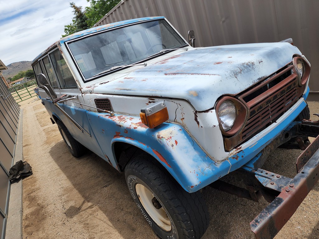 1975 FJ55, Northern Nevada.  Not an easy resto, but may make good wheeler.
