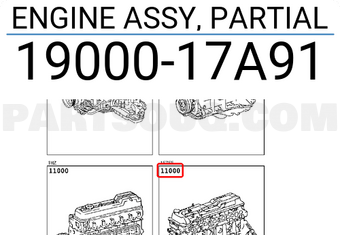 Toyota 1900017A91 ENGINE ASSY, PARTIAL