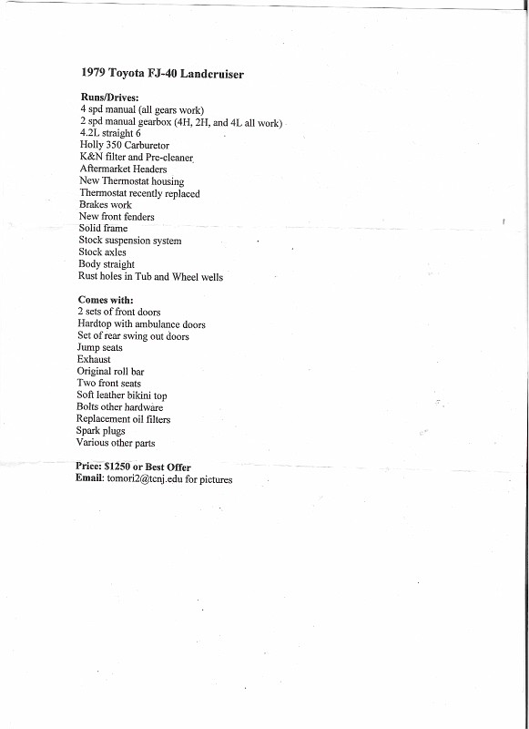 1979 FJ40 w/ parts in NJ